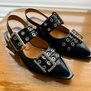 Ganni buckle sling backs